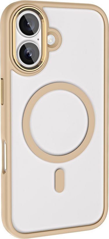 Rengareng iPhone 16 Kılıf Wireless Şarj Özellikli Zore Krom M-Safe Silikon Kapak - Rose Gold