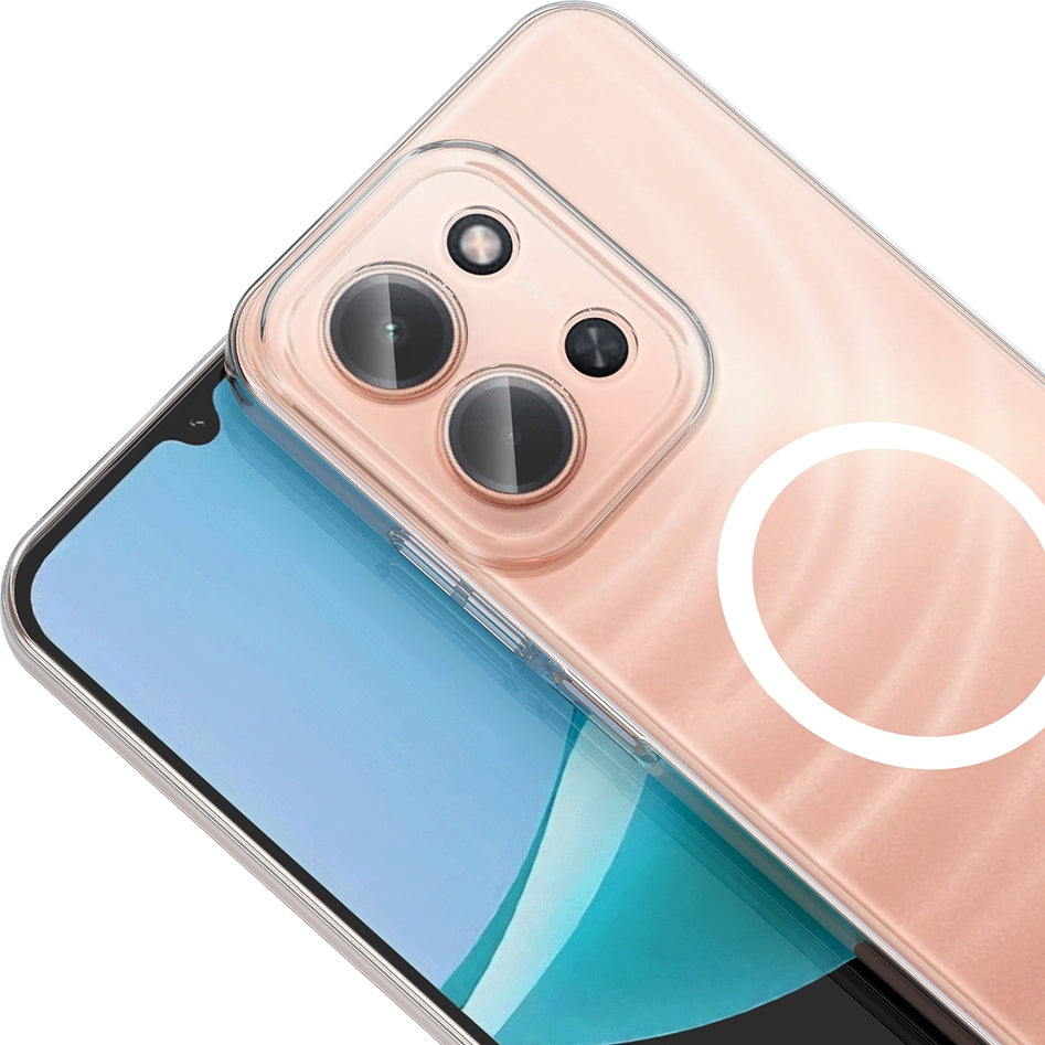 Rengareng Redmi 15C Kamera Korumalı M-Safe Şarj Özellikli Şeffaf Zore London Silikon Kapak - Şeffaf