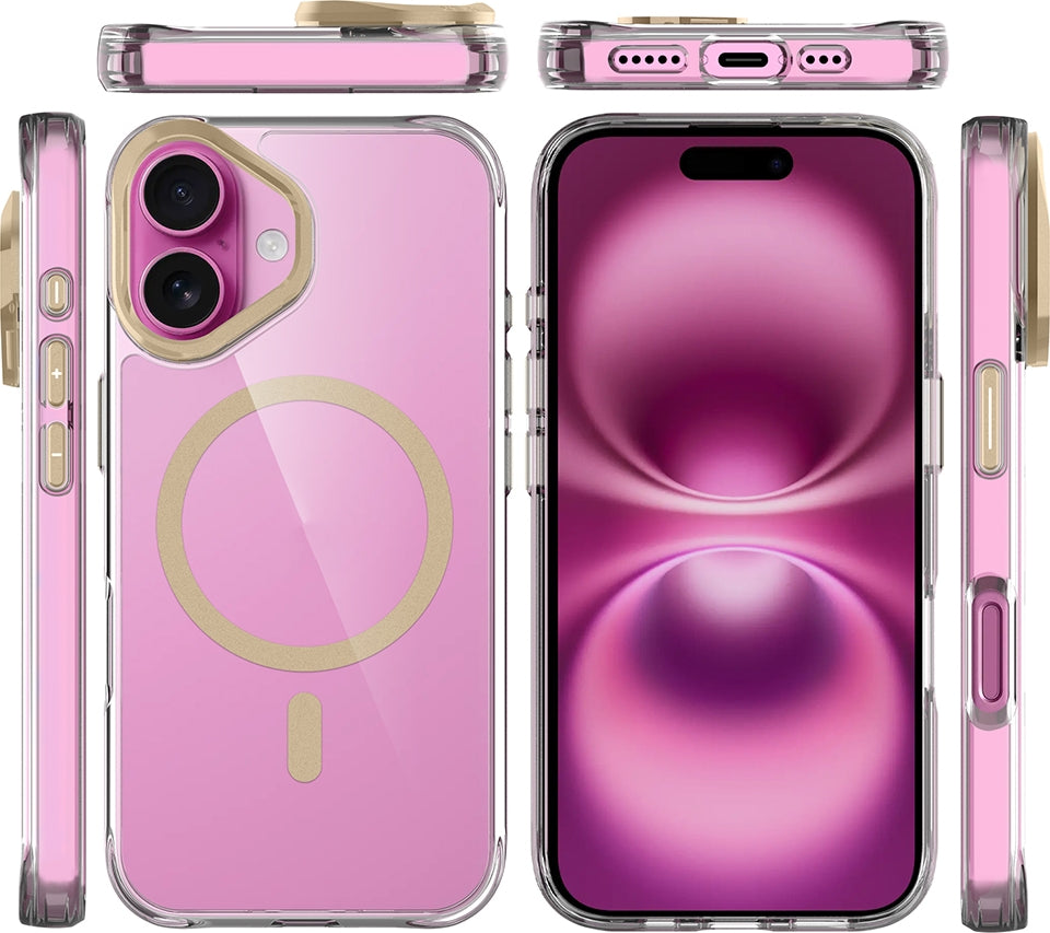 Rengareng iPhone 17 Kılıf M-Safe Şarj Özellikli Airbagli Kamera Standlı Zore Azor Kapak - Lacivert