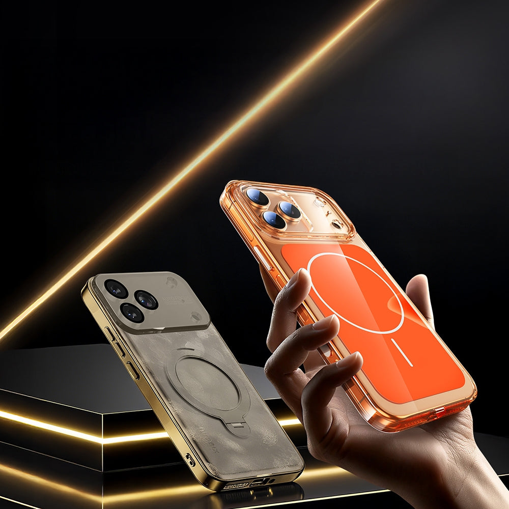 Rengareng iPhone 17 Pro Kılıf Mnc M-Safe Şarj Özellikli Şeffaf Kamera Kontrol Butonlu Lugano Kapak - Lacivert