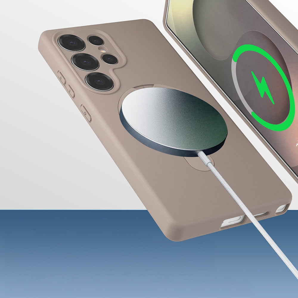 Rengareng Galaxy S25 Ultra Kılıf M-Safe Şarj Özellikli Standlı Mnc Samara Kapak - Siyah