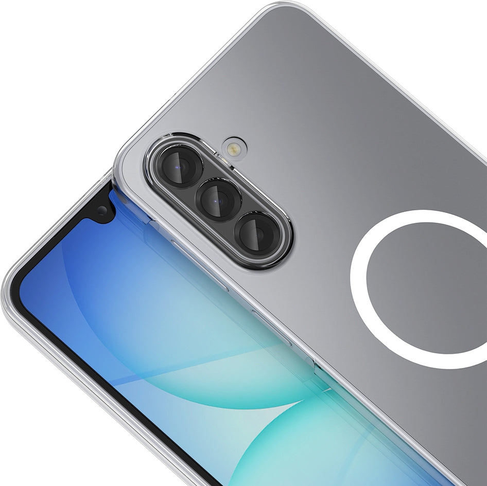 Rengareng Galaxy A17 Kamera Korumalı M-Safe Şarj Özellikli Şeffaf Zore London Silikon Kapak - Şeffaf