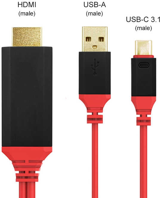 Rengareng Siyah Type-C HDMI Kablo Kırmızı Kutulu