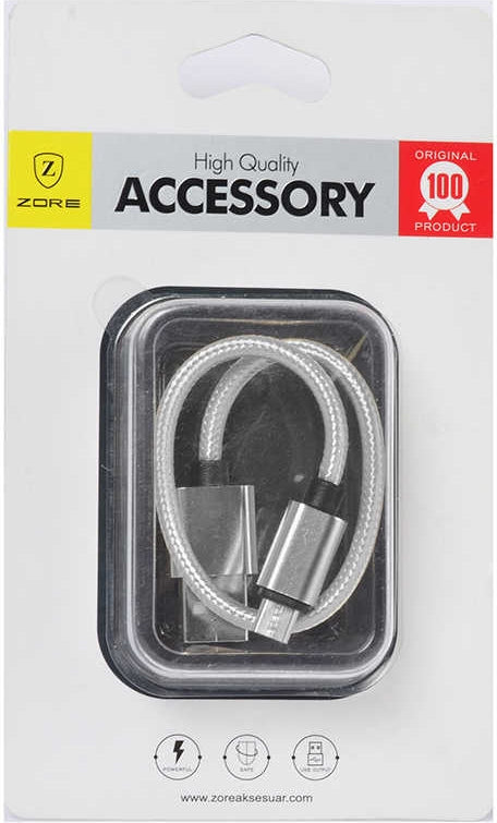 Rengareng Gri 30 cm Halat Micro USB Kablo