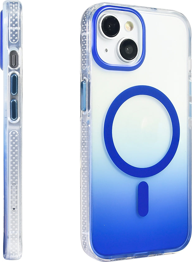 Rengareng iPhone 13 Kılıf M-Safe Şarj Özellikli Transparan Renk Geçişli Mnc Toros Kapak - Turuncu