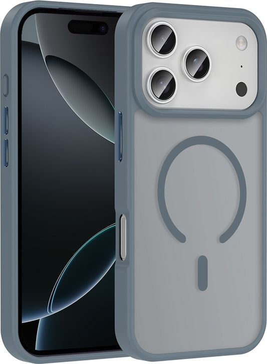 Rengareng iPhone 17 Pro Kılıf M-Safe Şarj Özellikli Mat Arka Yüzey Mnc Sio Kapak - Lacivert