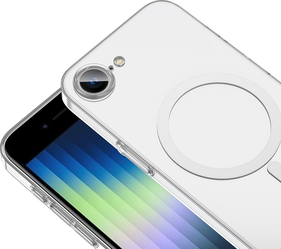 Rengareng iPhone 17E Kılıf Zore M-Safe Şarj Özellikli Şeffaf Kamera Çerçeveli Porto Kapak - Şeffaf