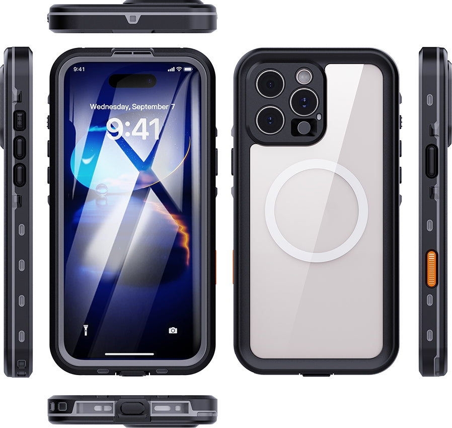 Rengareng iPhone 16 Pro Max Kılıf 1-1 Su Geçirmez Kılıf - Siyah