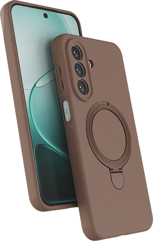 Rengareng Galaxy A27 Kılıf M-Safe Şarj Özellikli Standlı Zore Samara Kapak - Desert Gold