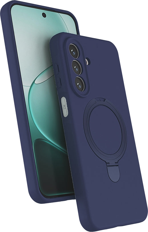 Rengareng Galaxy A27 Kılıf M-Safe Şarj Özellikli Standlı Zore Samara Kapak - Lacivert