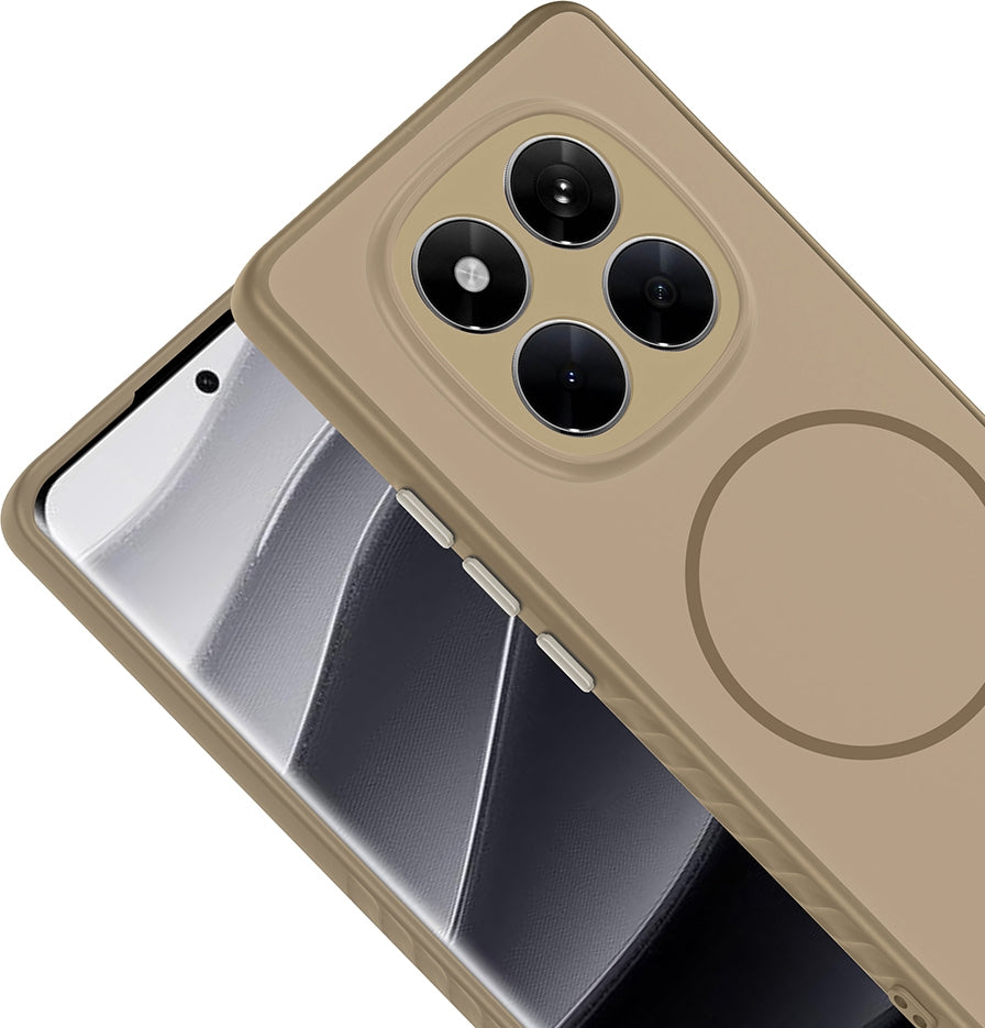 Rengareng Redmi Note 14 Pro 4g Kılıf M-Safe Şarj Özellikli Zore Tea Kapak - Gold