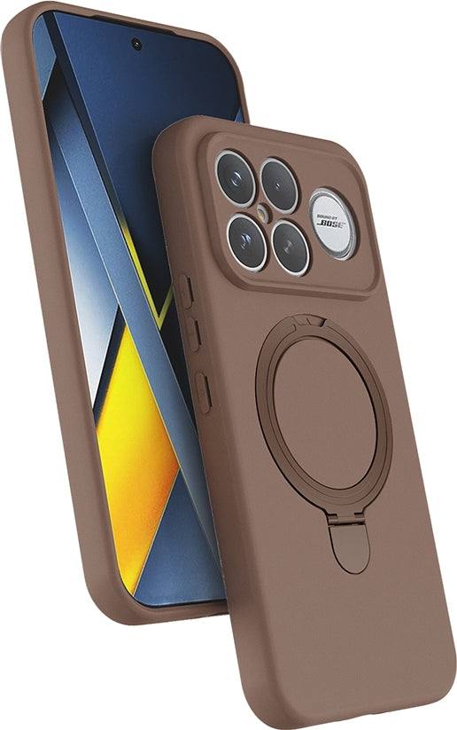 Rengareng Poco F8 Ultra Kılıf M-Safe Şarj Özellikli Standlı Zore Samara Kapak - Desert Gold