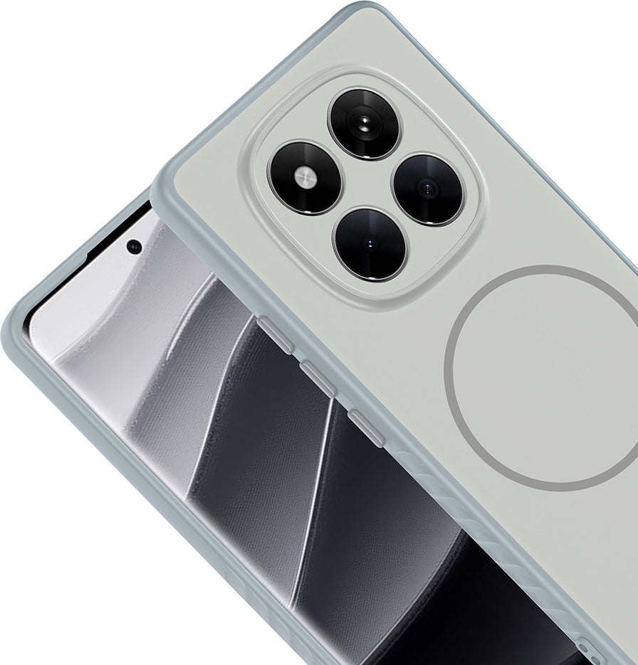Rengareng Redmi Note 14 Pro 4g Kılıf M-Safe Şarj Özellikli Zore Tea Kapak - Gümüş