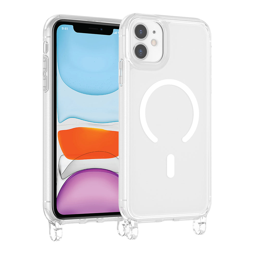 iPhone 11 Kılıf M-safe Şarj Özellikli MNC X-Rop Kapak - Şeffaf