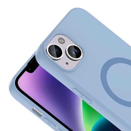 iPhone 13 Kılıf M-Safe Şarj Özellikli MNC Aris Silikon Kapak - Baby Blue