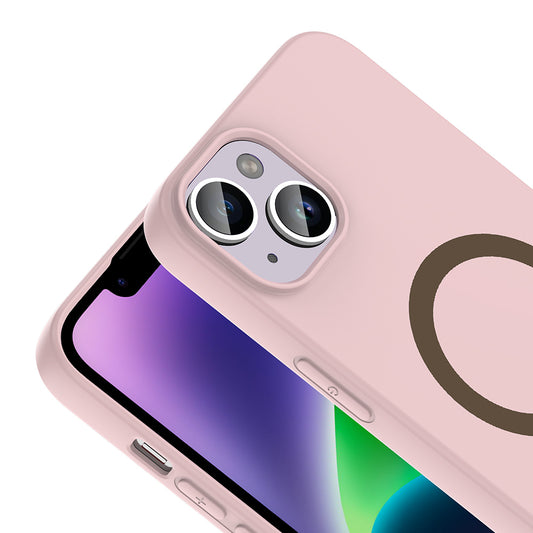 iPhone 13 Kılıf M-Safe Şarj Özellikli MNC Aris Silikon Kapak - Açık Pembe