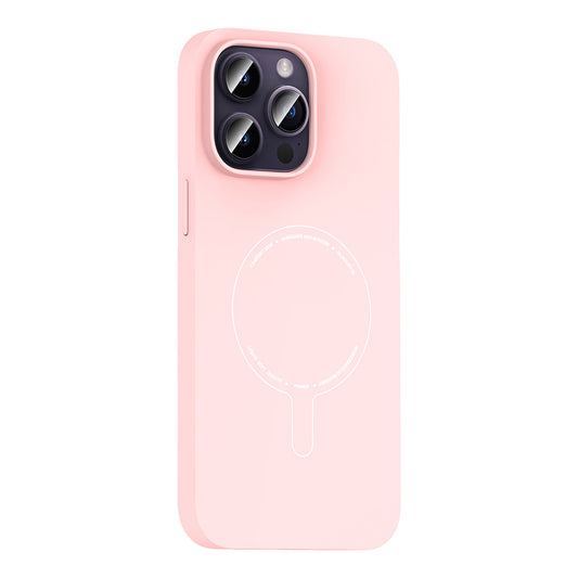 iPhone 14 Pro Max Kılıf M-Safe Şarj Özellikli Kamera Korumalı MNC Elio Sert PC Kapak - Açık Pembe