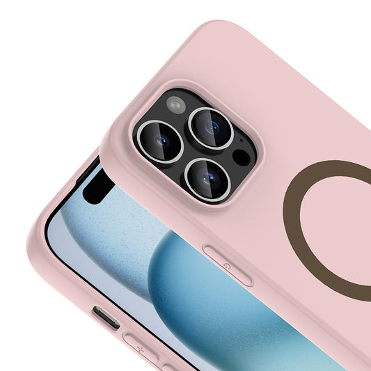 iPhone 14 Pro Max Kılıf M-Safe Şarj Özellikli MNC Aris Silikon Kapak - Açık Pembe