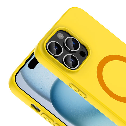 iPhone 14 Pro Max Kılıf M-Safe Şarj Özellikli MNC Aris Silikon Kapak - Sarı