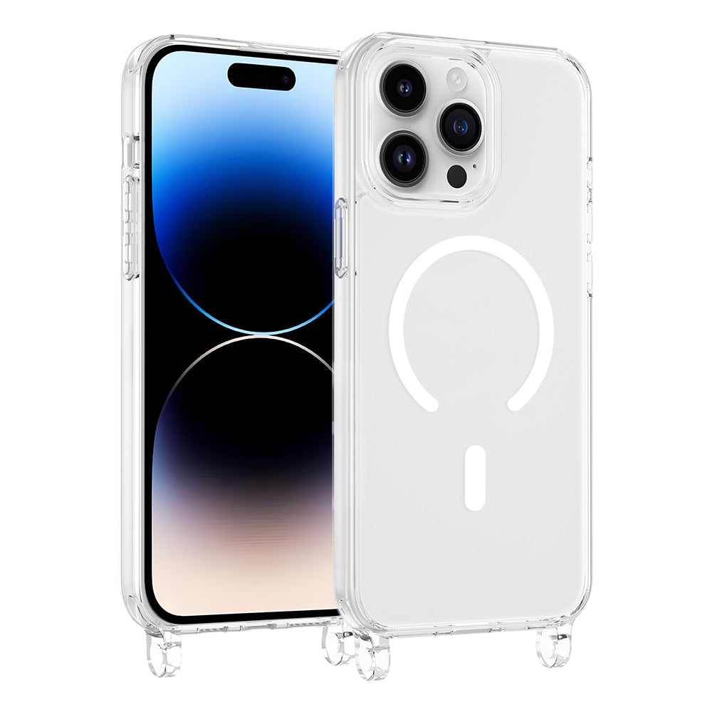 iPhone 14 Pro Max Kılıf M-safe Şarj Özellikli MNC X-Rop Kapak - Şeffaf