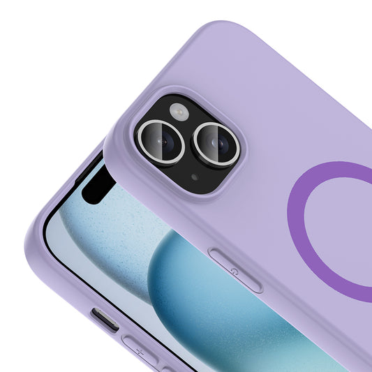 iPhone 15 Kılıf M-Safe Şarj Özellikli MNC Aris Silikon Kapak - Lila