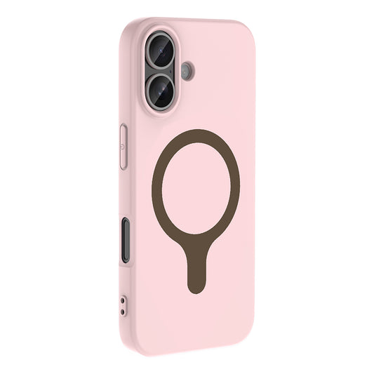 iPhone 16 Kılıf M-Safe Şarj Özellikli MNC Aris Silikon Kapak - Açık Pembe