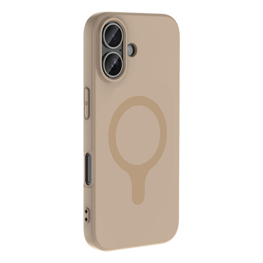 iPhone 16 Kılıf M-Safe Şarj Özellikli MNC Aris Silikon Kapak - Krem
