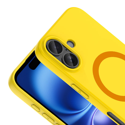 iPhone 16 Kılıf M-Safe Şarj Özellikli MNC Aris Silikon Kapak - Sarı