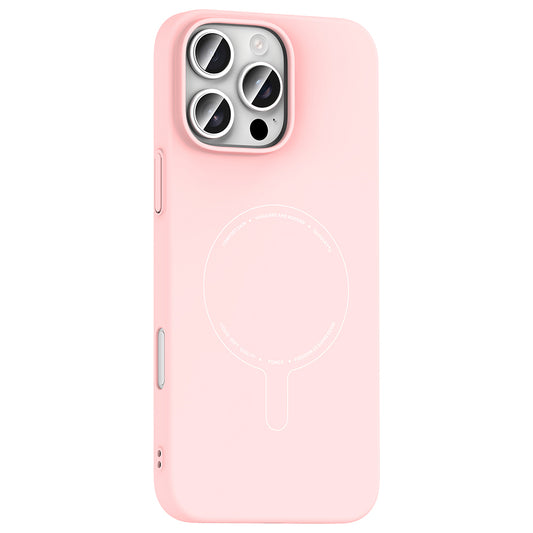iPhone 16 Pro Max Kılıf M-Safe Şarj Özellikli Kamera Korumalı MNC Elio Sert PC Kapak - Açık Pembe