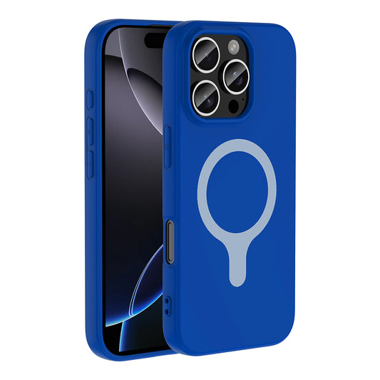 iPhone 16 Pro Max Kılıf M-Safe Şarj Özellikli MNC Aris Silikon Kapak - Saks Mavi