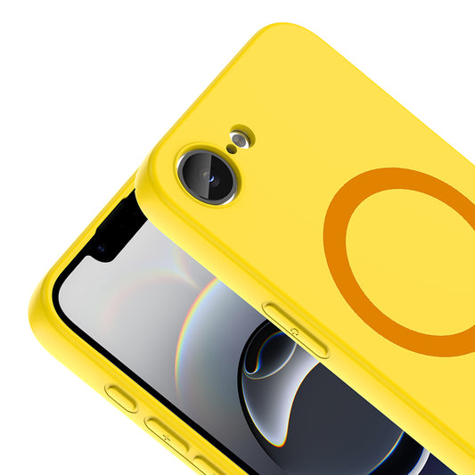 iPhone 16E Kılıf M-Safe Şarj Özellikli MNC Aris Silikon Kapak - Sarı