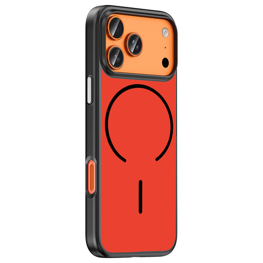 iPhone 17 Pro Kılıf M-Safe Şarj Özellikli MNC Lora PC Kapak - Kırmızı-Gri