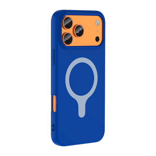 iPhone 17 Pro Max Kılıf M-Safe Şarj Özellikli MNC Aris Silikon Kapak - Saks Mavi