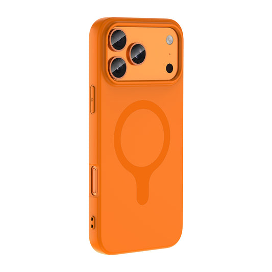 iPhone 17 Pro Max Kılıf M-Safe Şarj Özellikli MNC Aris Silikon Kapak - Turuncu