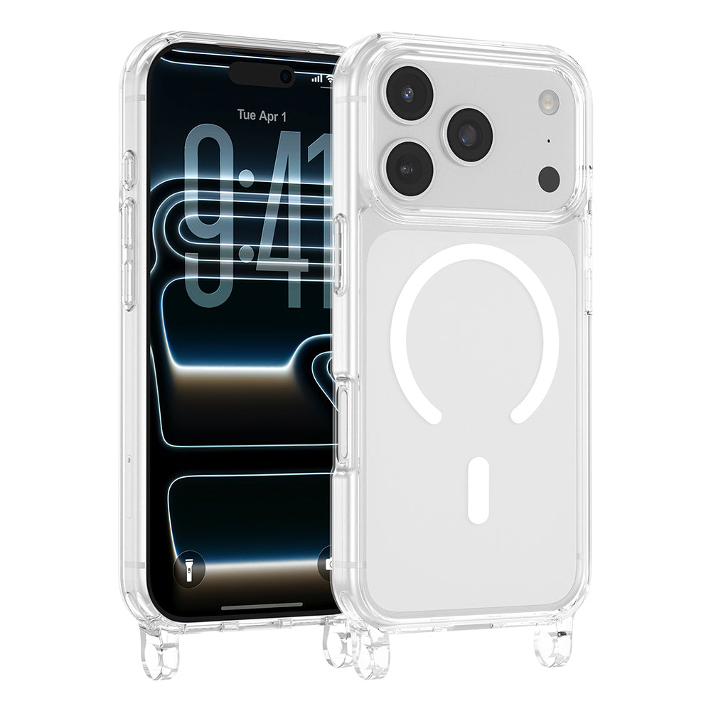 iPhone 17 Pro Max Kılıf M-safe Şarj Özellikli MNC X-Rop Kapak - Şeffaf
