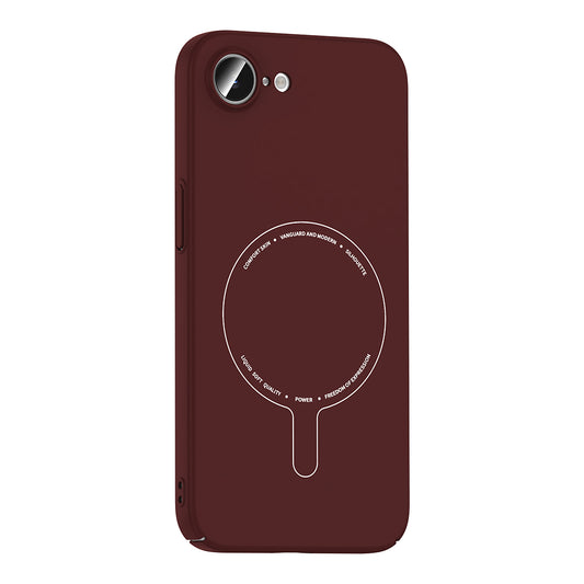 iPhone 17E Kılıf M-Safe Şarj Özellikli Kamera Korumalı MNC Elio Sert PC Kapak - Bordo