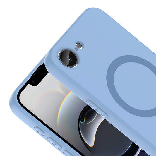 iPhone 17E Kılıf M-Safe Şarj Özellikli MNC Aris Silikon Kapak - Baby Blue