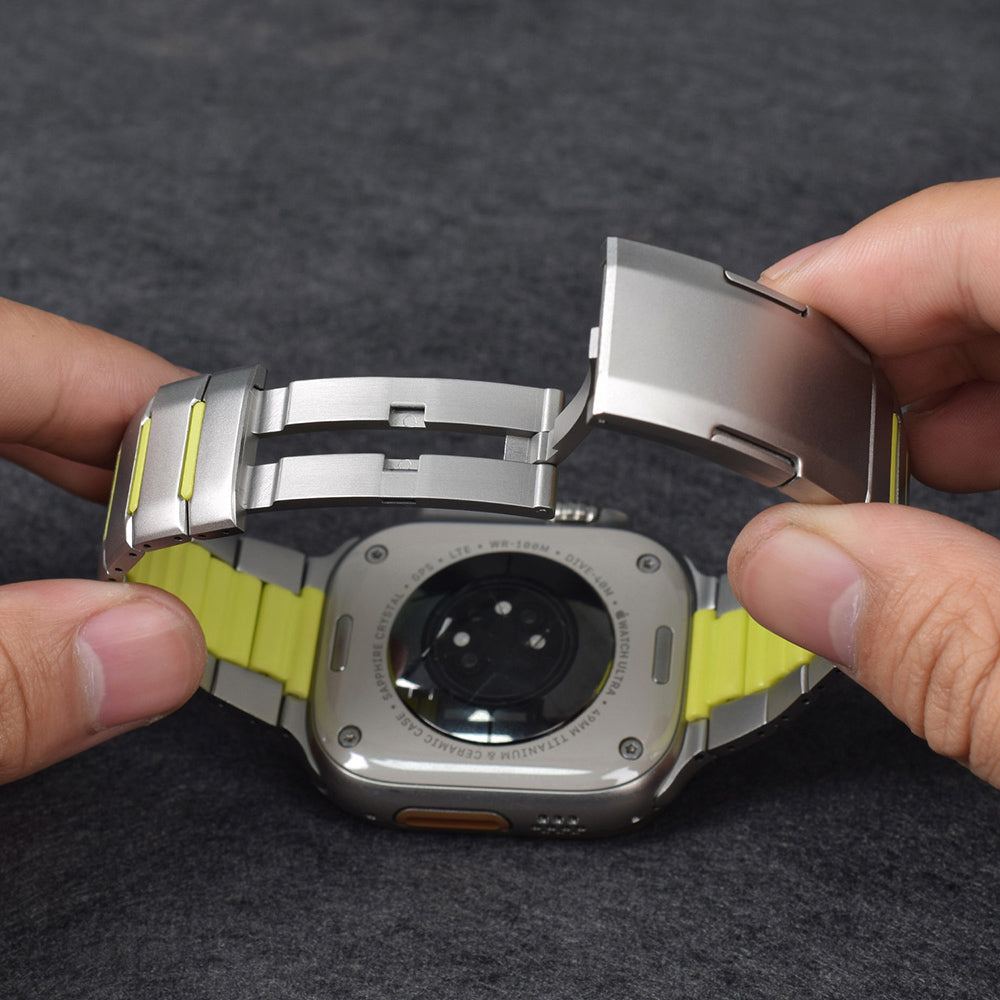 Watch 7 45mm MNC KRD-155 Metal Silikon Kordon - Siyah-Yeşil