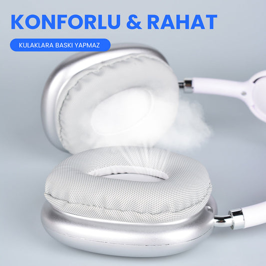 Mnc P9 Hi-Fi Ses Kalitesi Ayarlanabilir ve Katlanabilir Kulak Üstü Bluetooth Kulaklık-Beyaz