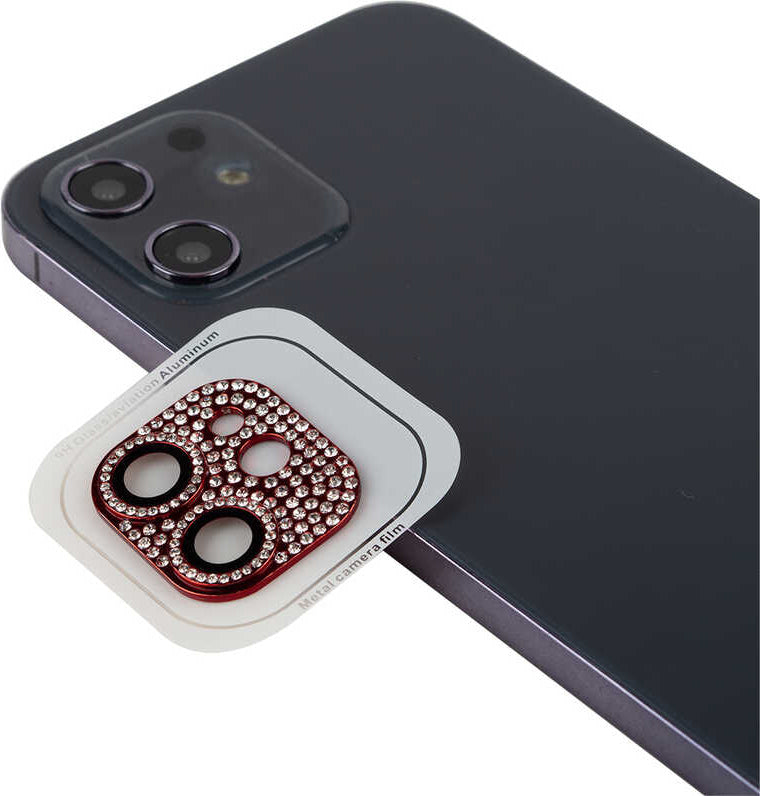 iPhone 12 Uyumlu Mnc Cl-08 Kamera Lens Koruyucu-Kırmızı