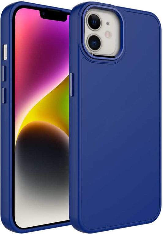 Apple iPhone 11 Kılıf Metal Çerçeve ve Buton Tasarımlı Silikon Mnc Luna Kapak-Lacivert