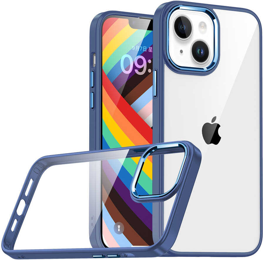 Apple iPhone 14 Kılıf Mnc Flora Kapak-Sierra Mavi