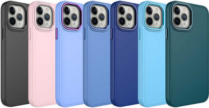 Apple iPhone 12 Pro Kılıf Metal Çerçeve ve Buton Tasarımlı Silikon Mnc Luna Kapak-Koyu Yeşil