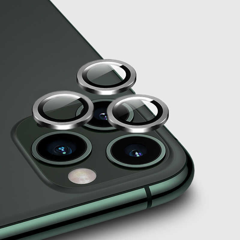 iPhone 12 Pro Max Uyumlu Mnc Cl-02 Kamera Lens Koruyucu-Gümüş