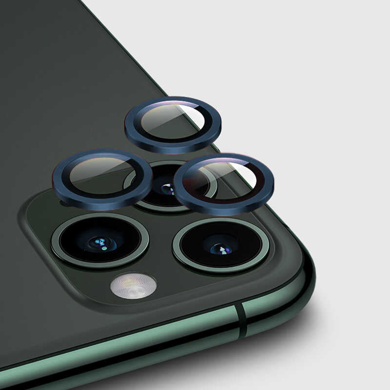 iPhone 12 Pro Max Uyumlu Mnc Cl-02 Kamera Lens Koruyucu-Lacivert