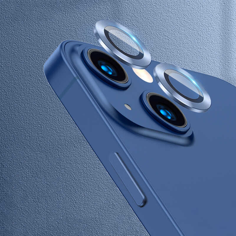 iPhone 13 Mini Uyumlu Mnc Cl-07 Kamera Lens Koruyucu-Mavi