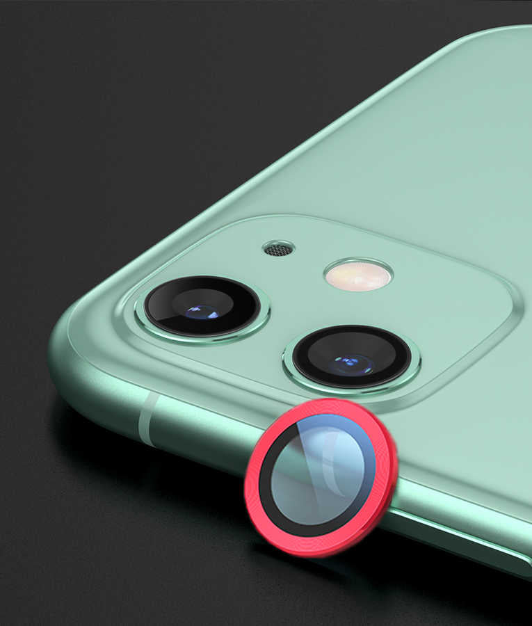 iPhone 12 Uyumlu Mnc Cl-02 Kamera Lens Koruyucu-Kırmızı
