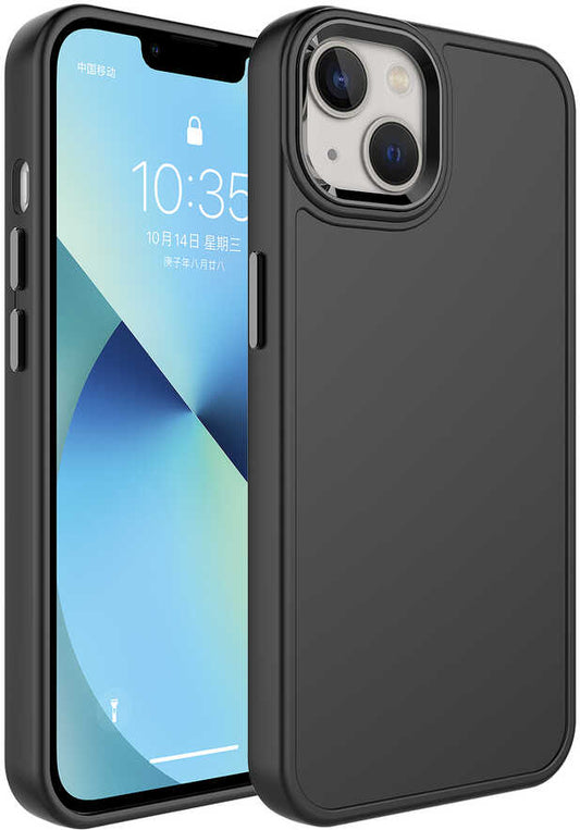 Apple iPhone 14 Plus Kılıf Metal Çerçeve ve Buton Tasarımlı Sert Mnc Botox Kapak-Siyah
