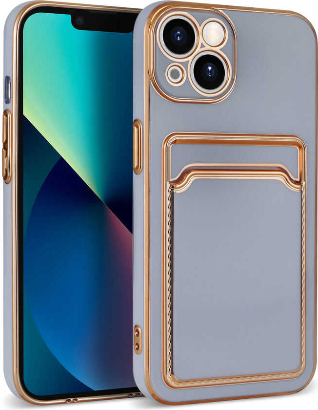 Apple iPhone 13 Kılıf Mnc Bark Kartlıklı Kapak-Lila
