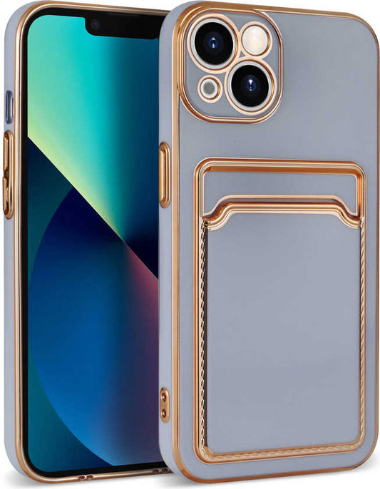 Apple iPhone 13 Kılıf Mnc Bark Kartlıklı Kapak-Lila